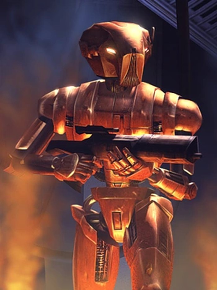 HK-47, the assassin droid from Star Wars: Knights of the Old Republic, the character the assistant is styled after.