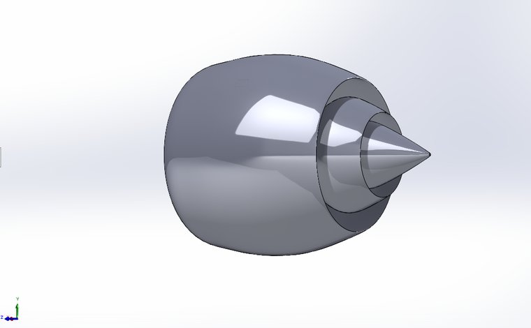 SOLIDWORKS render of the baseline turbofan nacelle with a plain circular trailing edge.